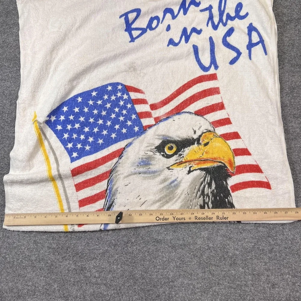 Harley-Davidson Beach Towel Born In The USA Eagle Flag Cotton America White
